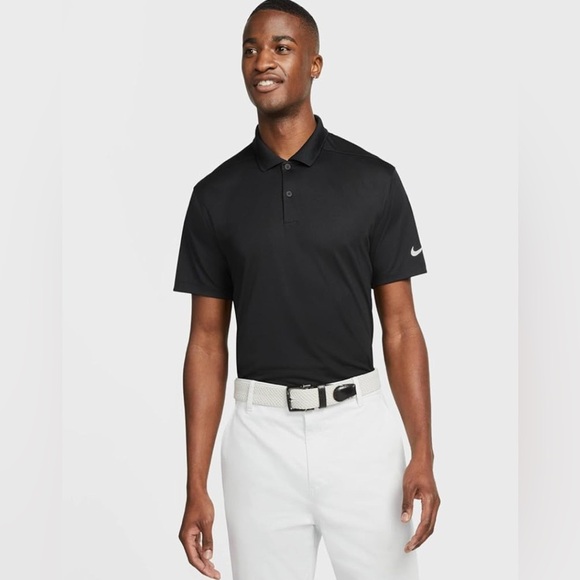 Nike Men's Solid Black Golf Polo Shirt - Picture 1 of 9
